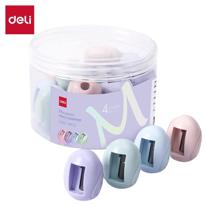 DELI PENCIL SHARPENER MIYOU  ONE HOLE-FOR STANDARD PENCIL  8 MM (ASST.)  EH550 (TPL=24/DOS=48TPL)