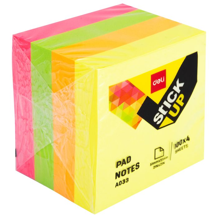 DELI STICKY NOTES 4 COLOR 51x51mm 4x100sheets EA03303 (KTK=4PCS/DOS=36KTK)