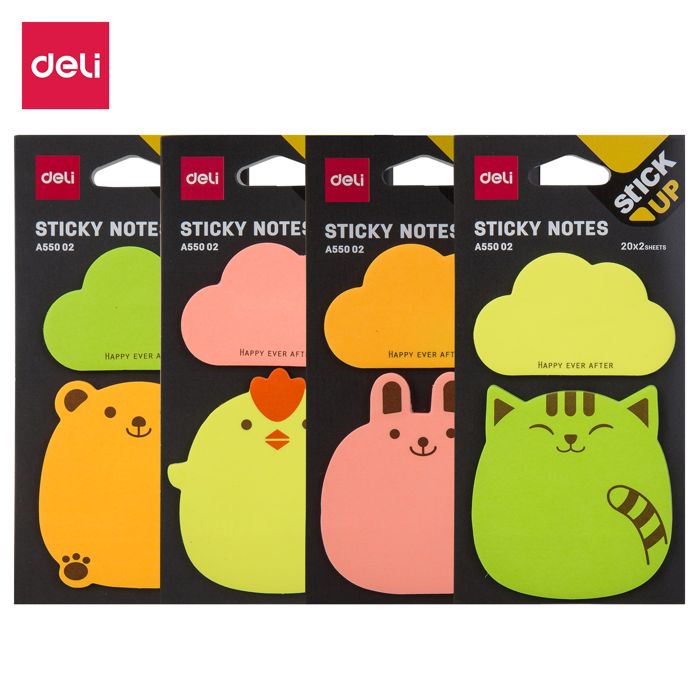 DELI STICKY NOTES 76*76 CARTOON 20XS SHTS EA55002 (KTK=32PCS)