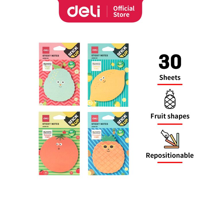 DELI STIKY NOTES BLOOMING FRUIT PATTERN 30SHTS EA55602 (KTK=24PCS)