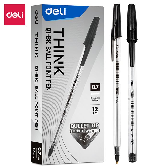 DELI BALLPOINT THINK 0 7MM BLACK EQ1-BK (DOS=144LSN)