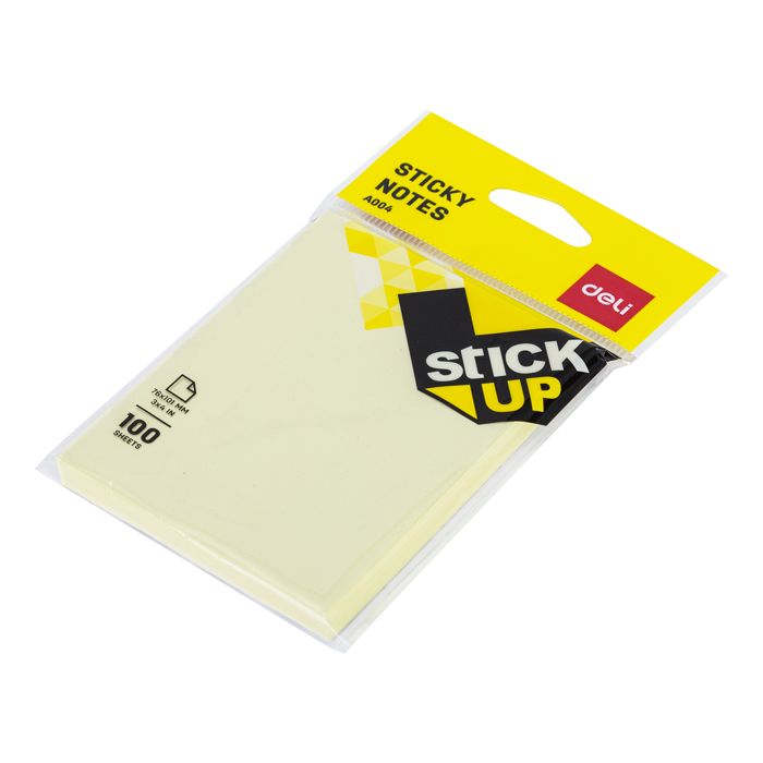 DELI STICKY NOTES OPP 76X101 100SHTS YELLOW EA00452 (DOS=12LSN)